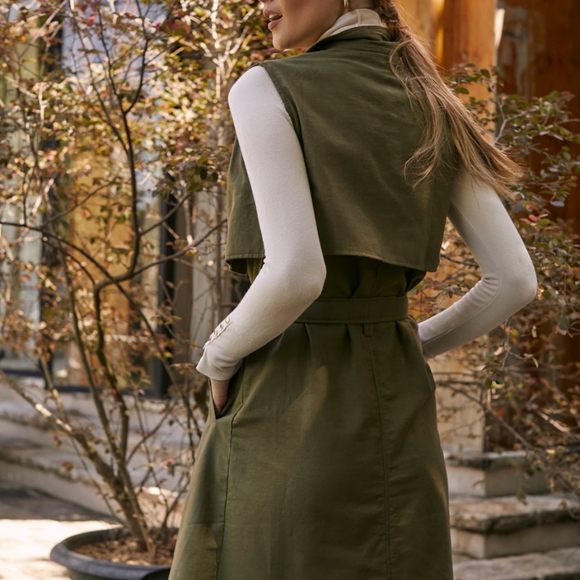 Bali Elf Arden Belted Vest Trench – 100% Linen Sleeveless Elegance, NWT - Picture 6 of 7